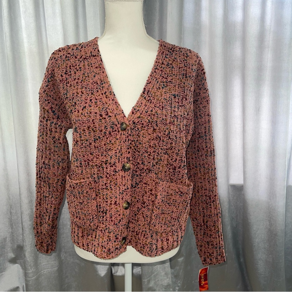 UNION BAY Juniors Size S Cropped Button Sweater/Cardigan-Multicolor